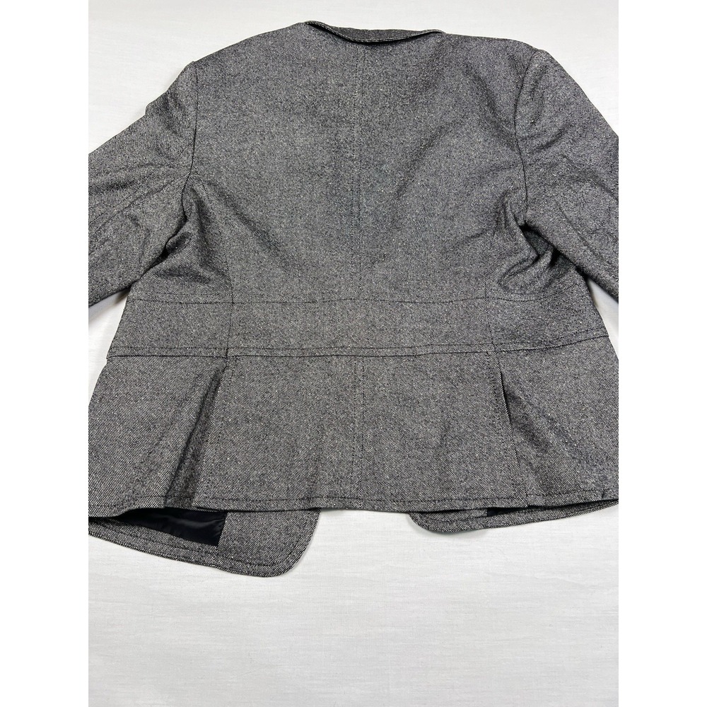 Talbots Blazer Women 16 Gray Wool Silk Blend Tweed Two Button Academia Jacket - Picture 6 of 16